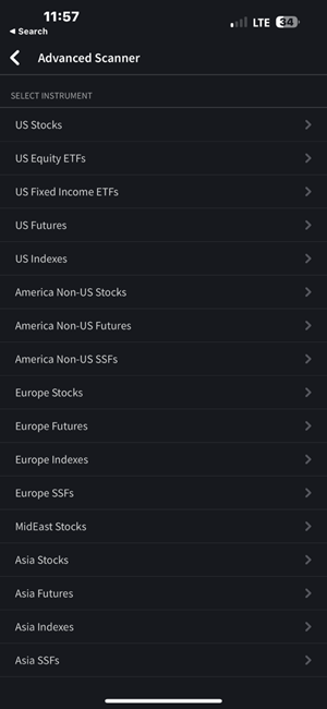 The new advanced scanner parameters on the iPhone. 